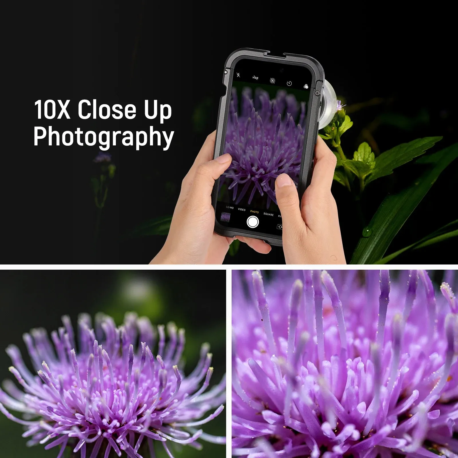 10x Macro Lens with Detachable Hood for Iphone & Samsung 17mm Adapter