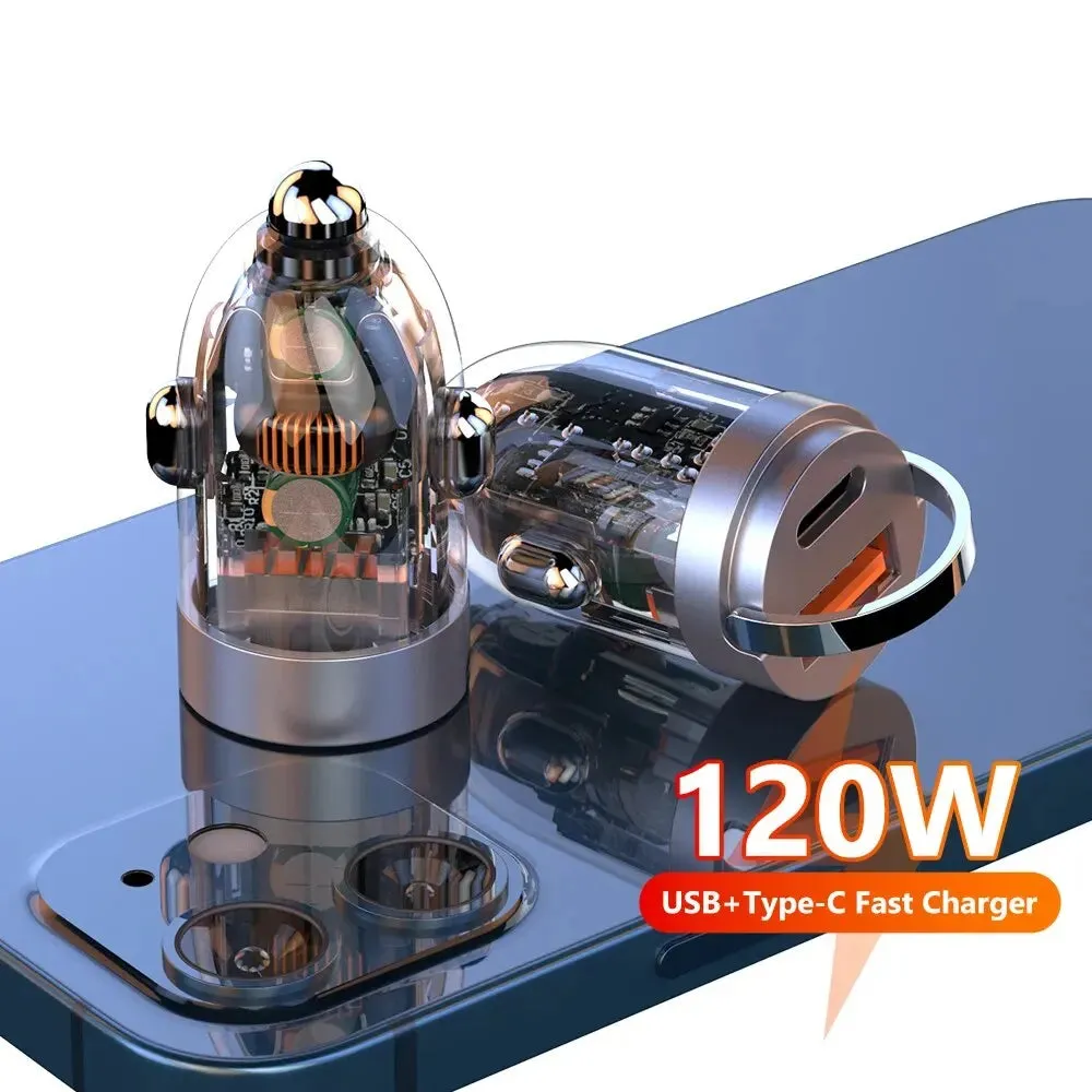 120w Fast Charging Usb Type c Car Charger for Phones