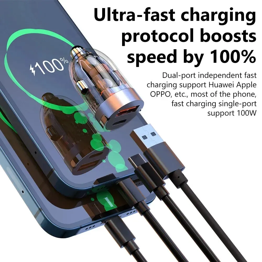 120w Fast Charging Usb Type c Car Charger for Phones