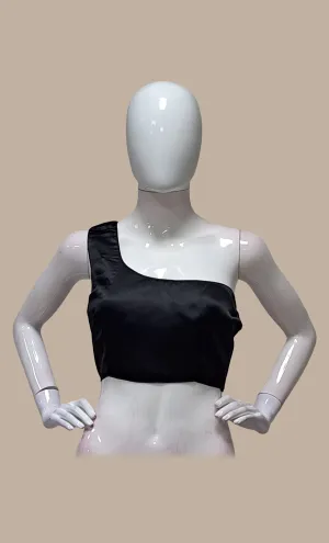 Black Satin Silk Blouse