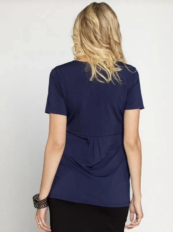 'Bree' Crossover Nursing Top - Navy