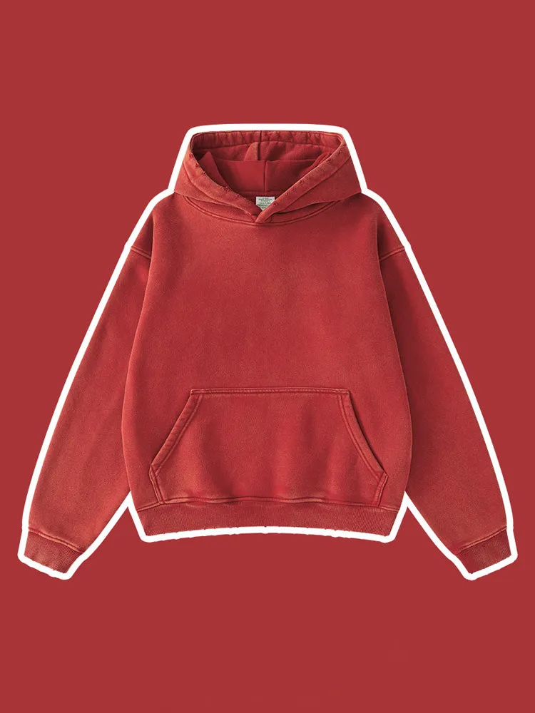 Casual Washed Pocket Kids Hoodies