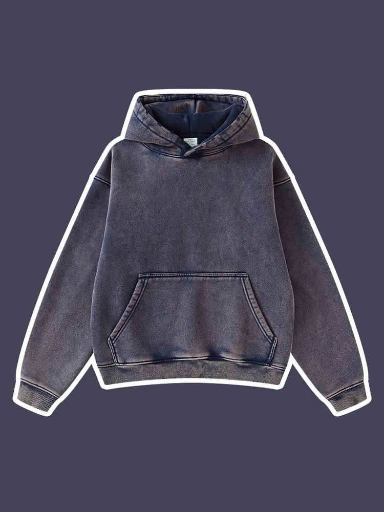 Casual Washed Pocket Kids Hoodies