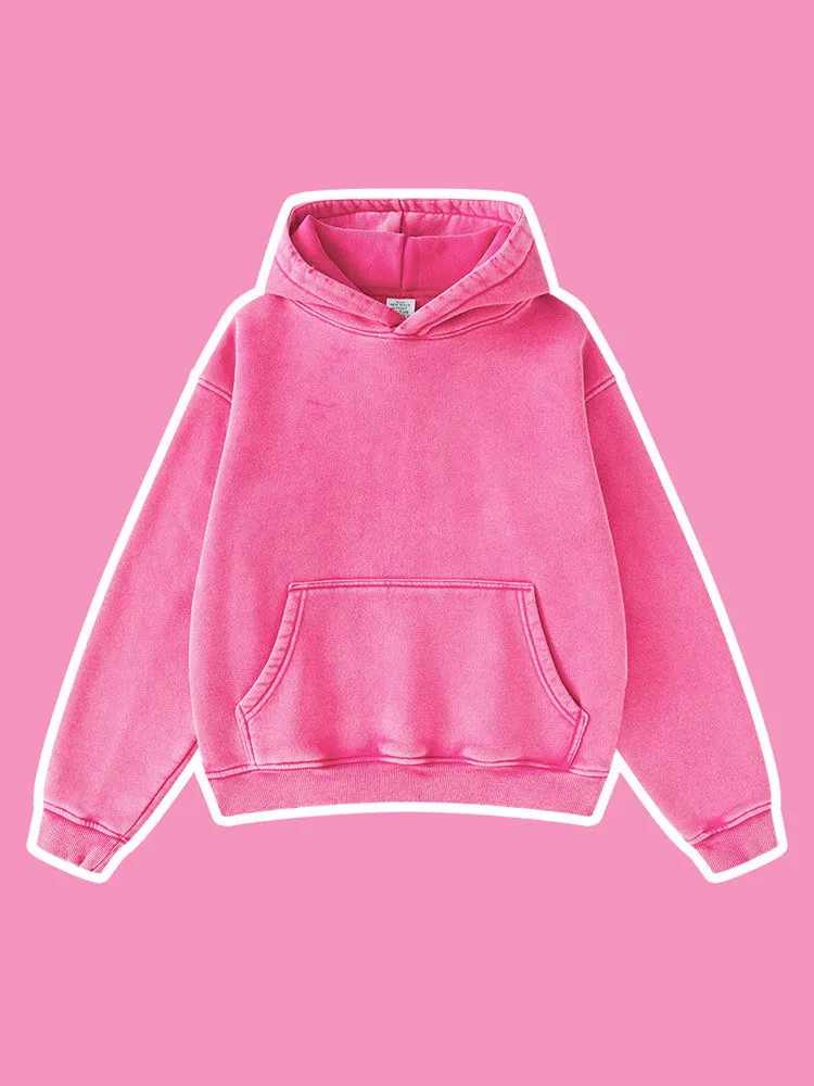 Casual Washed Pocket Kids Hoodies