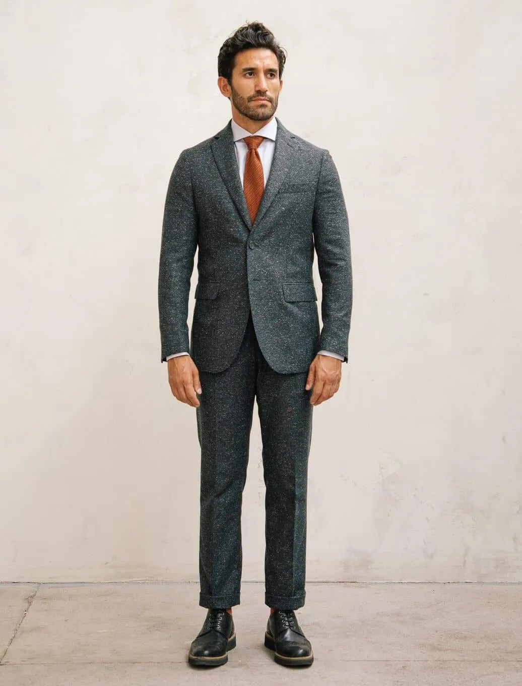 Charcoal Speckled Wool Silk Blazer