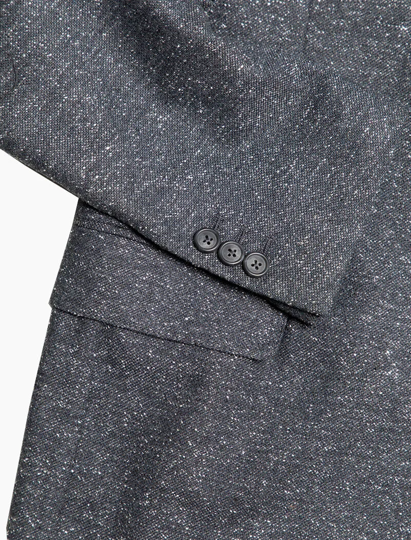 Charcoal Speckled Wool Silk Blazer