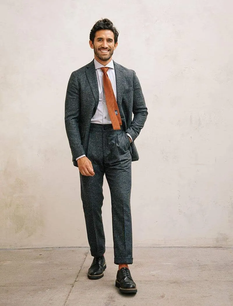 Charcoal Speckled Wool Silk Blazer