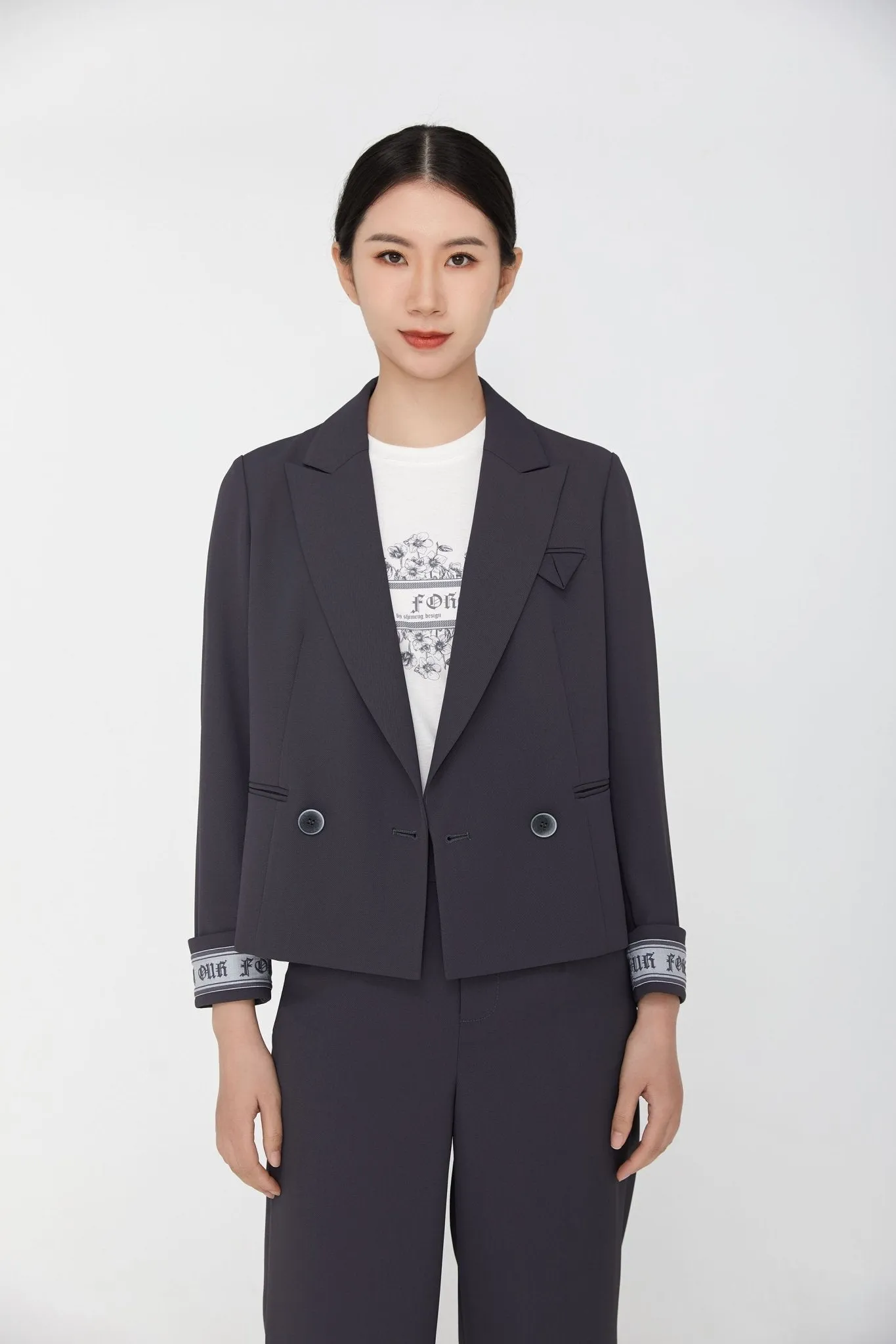 Dark Grey Casual Blazer Suit Top