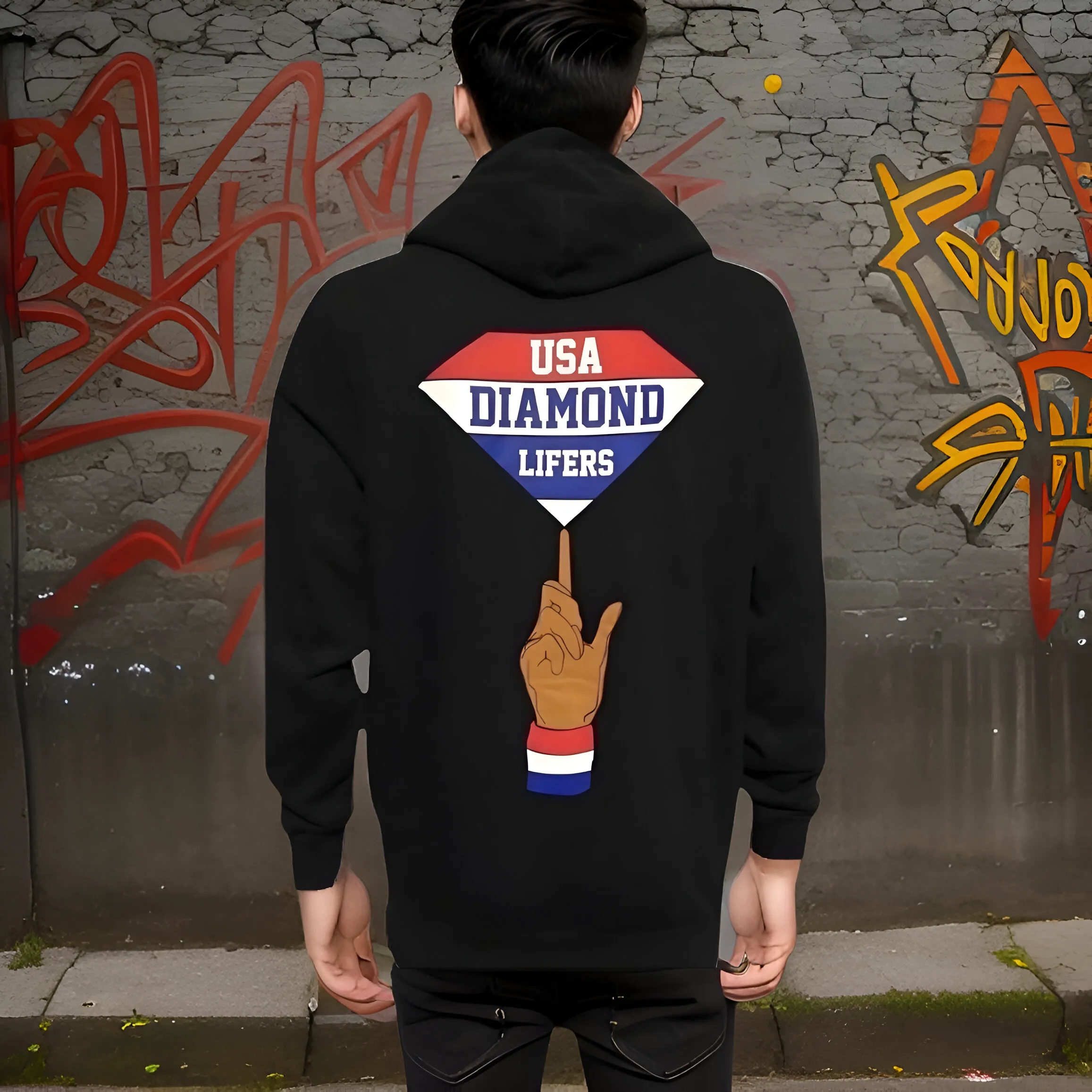 ^DIAMOND SUPPLY CO.^ (BLACK) *USA DIAMOND LIFERS* ZIP UP HOODY