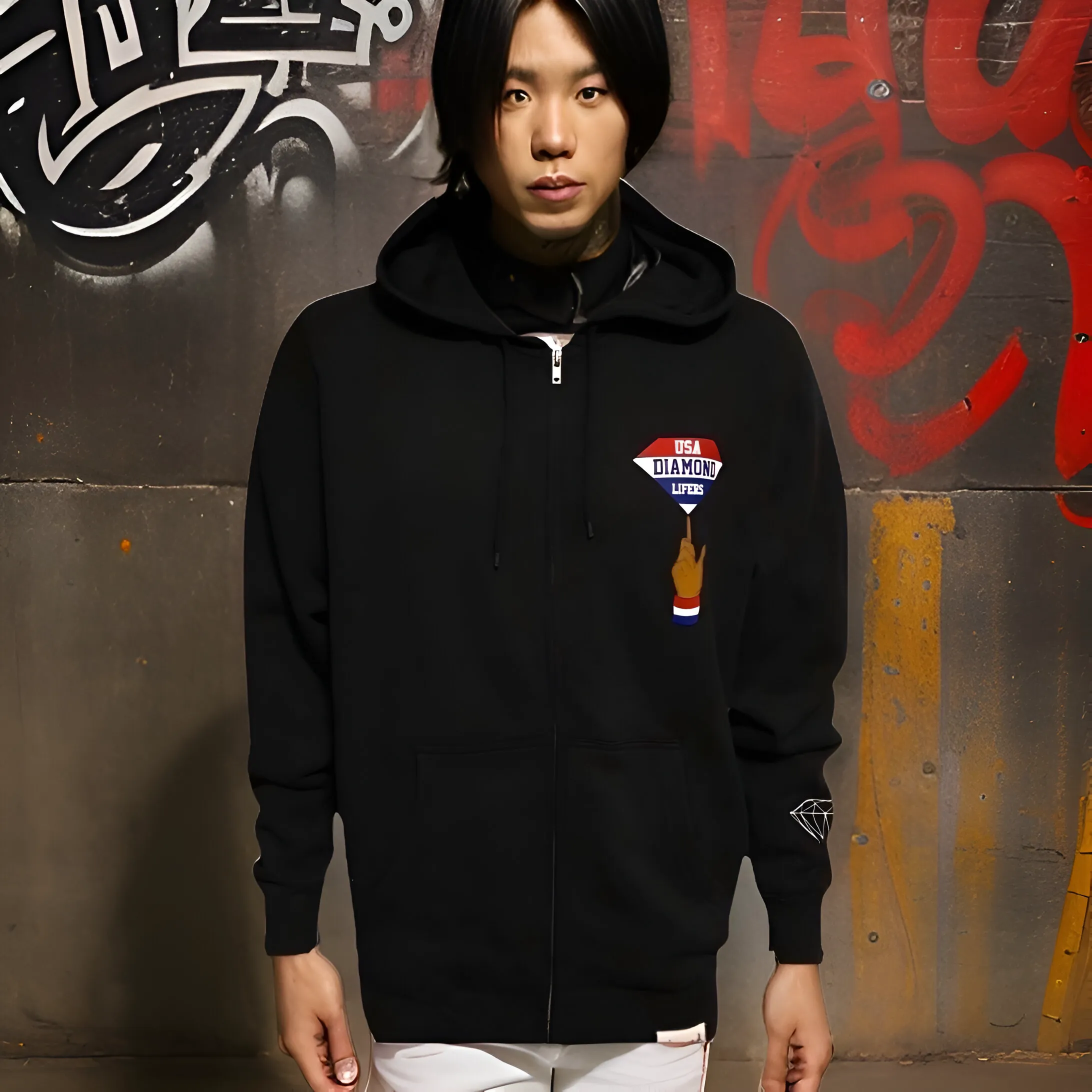 ^DIAMOND SUPPLY CO.^ (BLACK) *USA DIAMOND LIFERS* ZIP UP HOODY