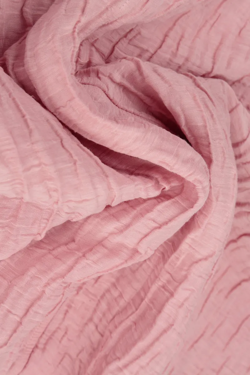 Dropped Edge Powder Pink Crinkled Silk Tunic