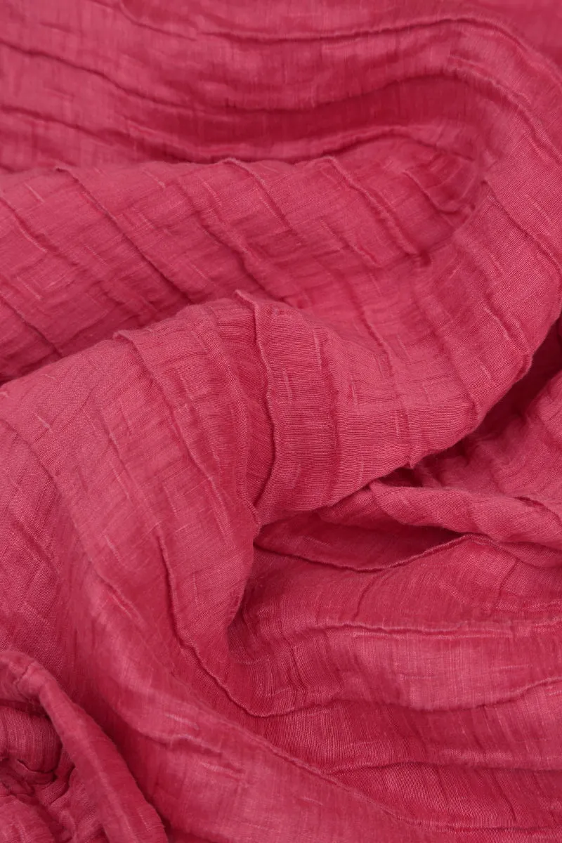 Dropped Edge Raspberry Crinkled Silk Tunic