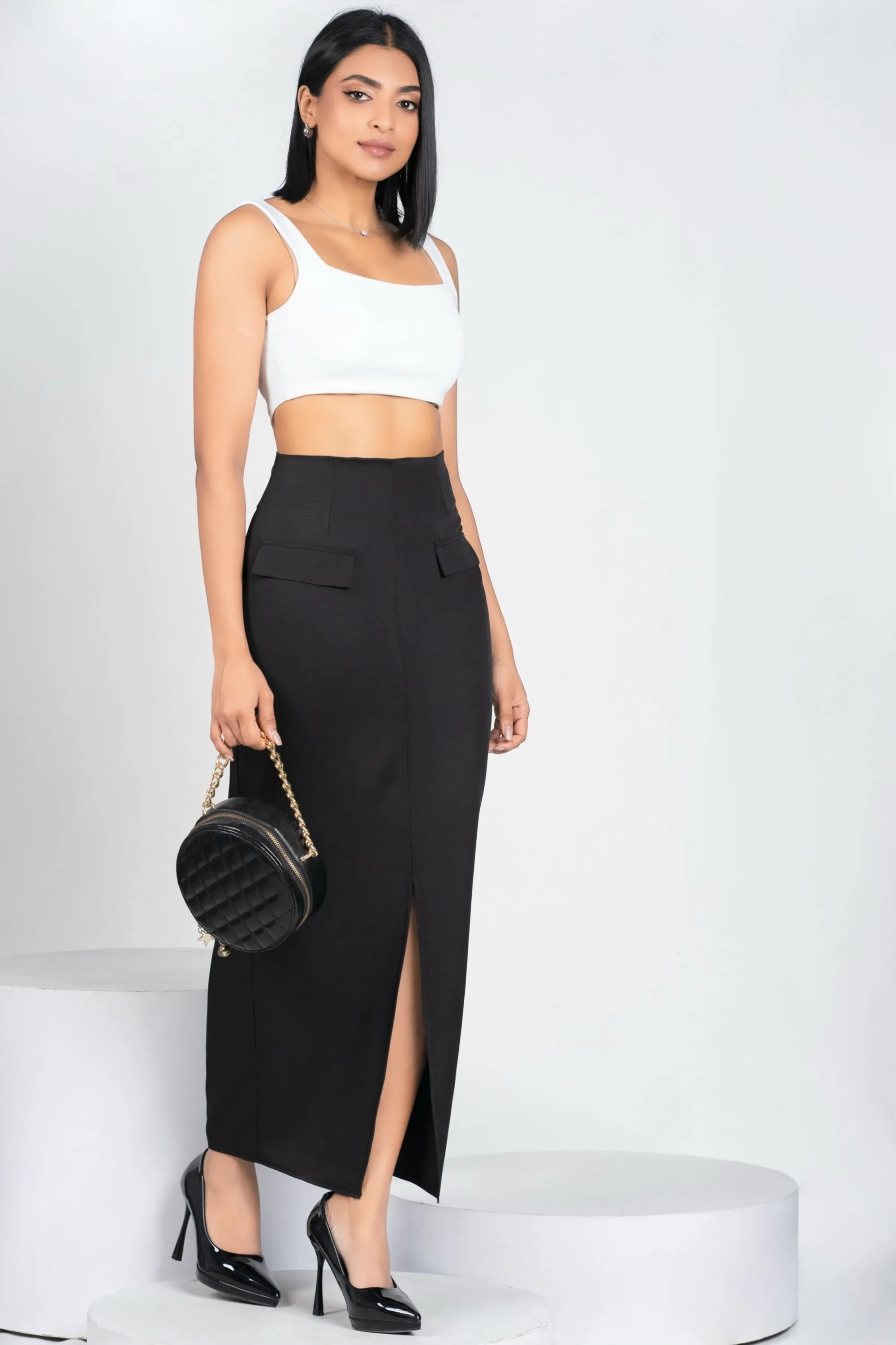 Front Slit Maxi Skirt