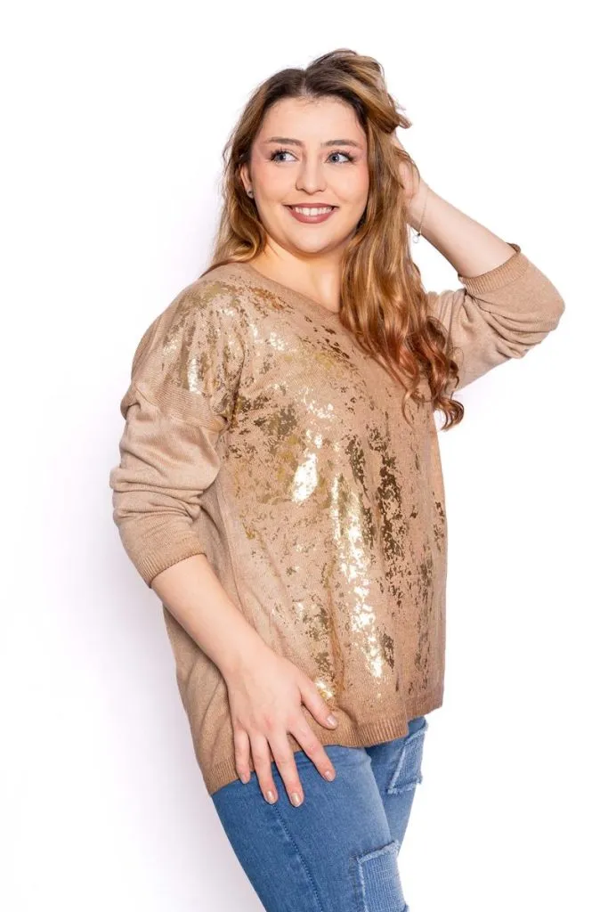 Goldie Camel Lightweight Knit Top