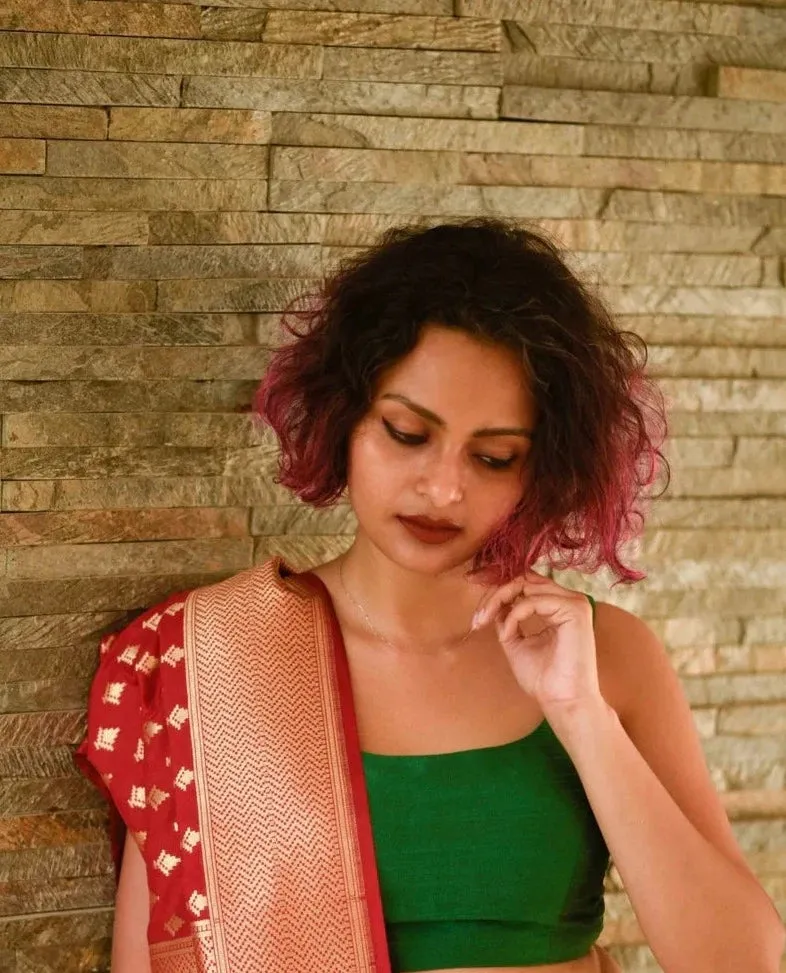Green Readymade Artificial Silk Blouse