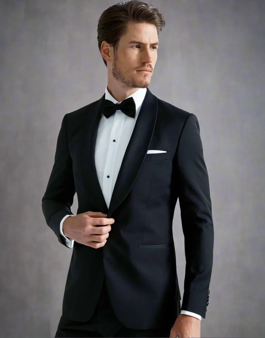 HENRY SARTORIAL Shawl Collar Dinner Suit BLACK REG