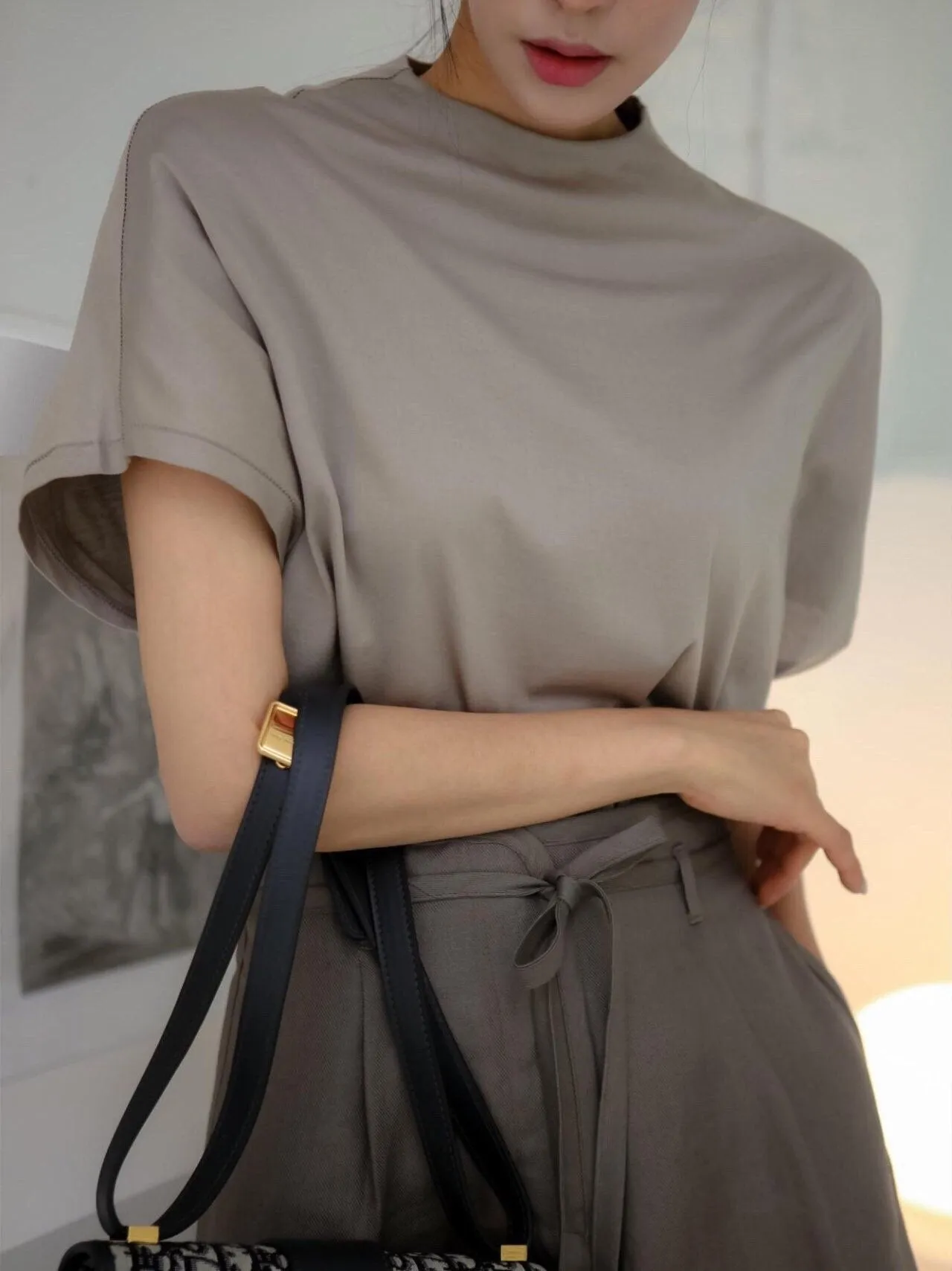 HIGH NECK FRENCH BLOUSE