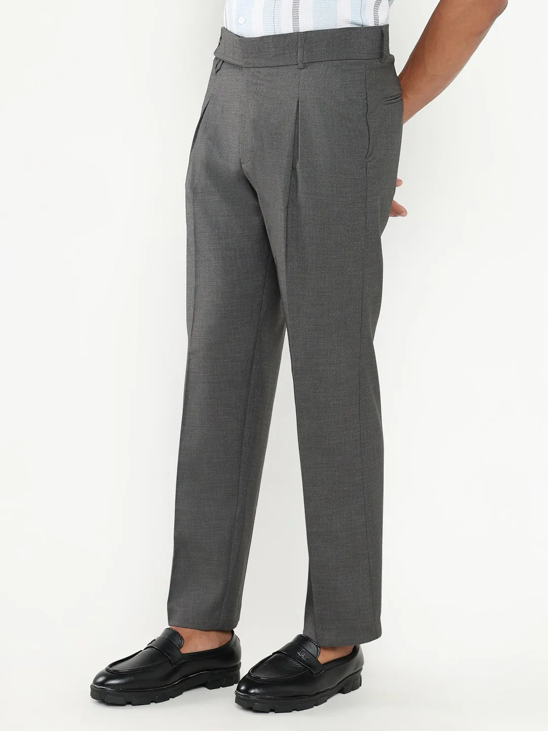 Men Grey Solid Formal Loose fit Trousers