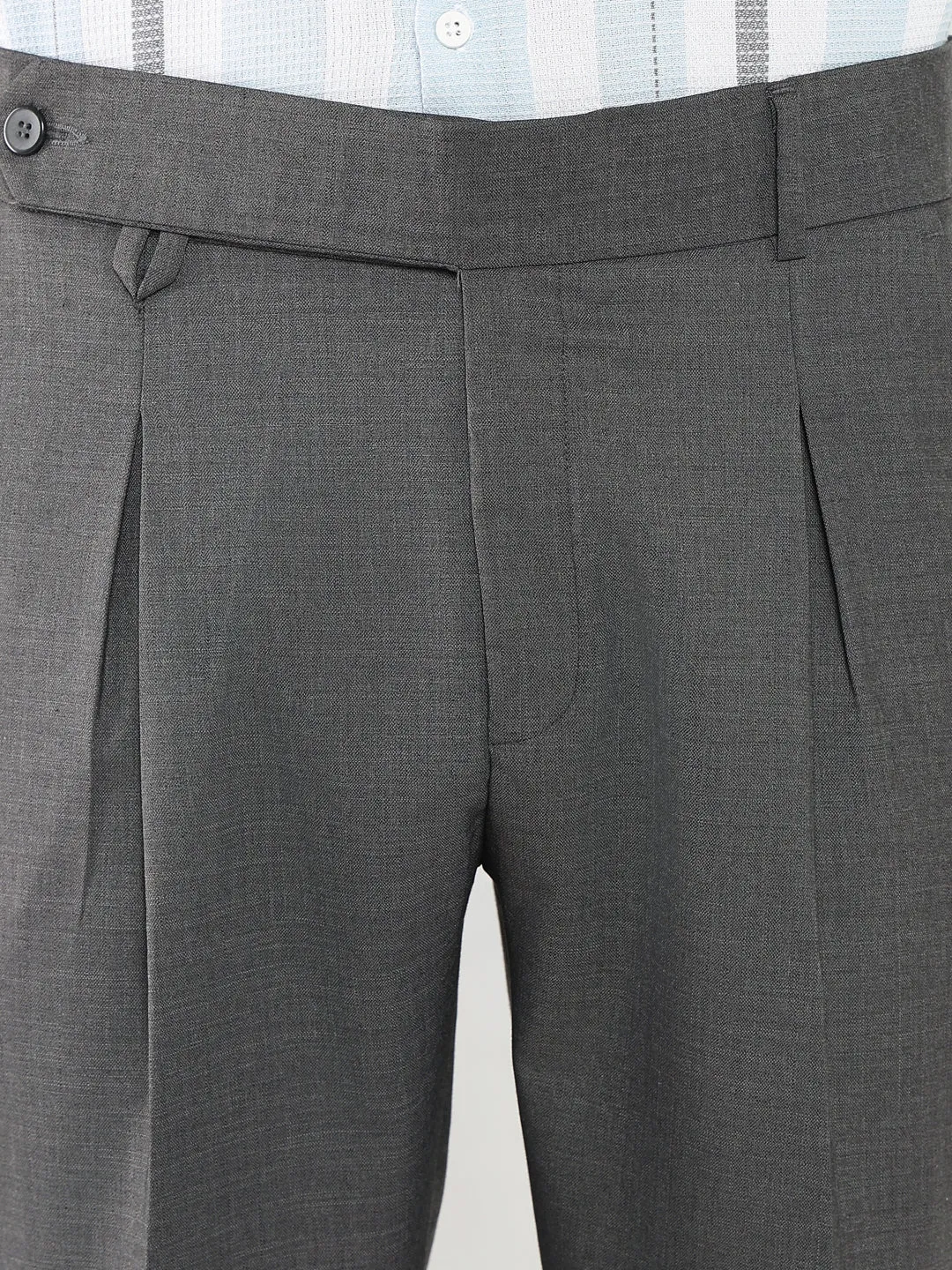 Men Grey Solid Formal Loose fit Trousers