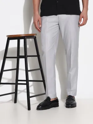 Men Grey Solid Loose Fit Pleated Trousers