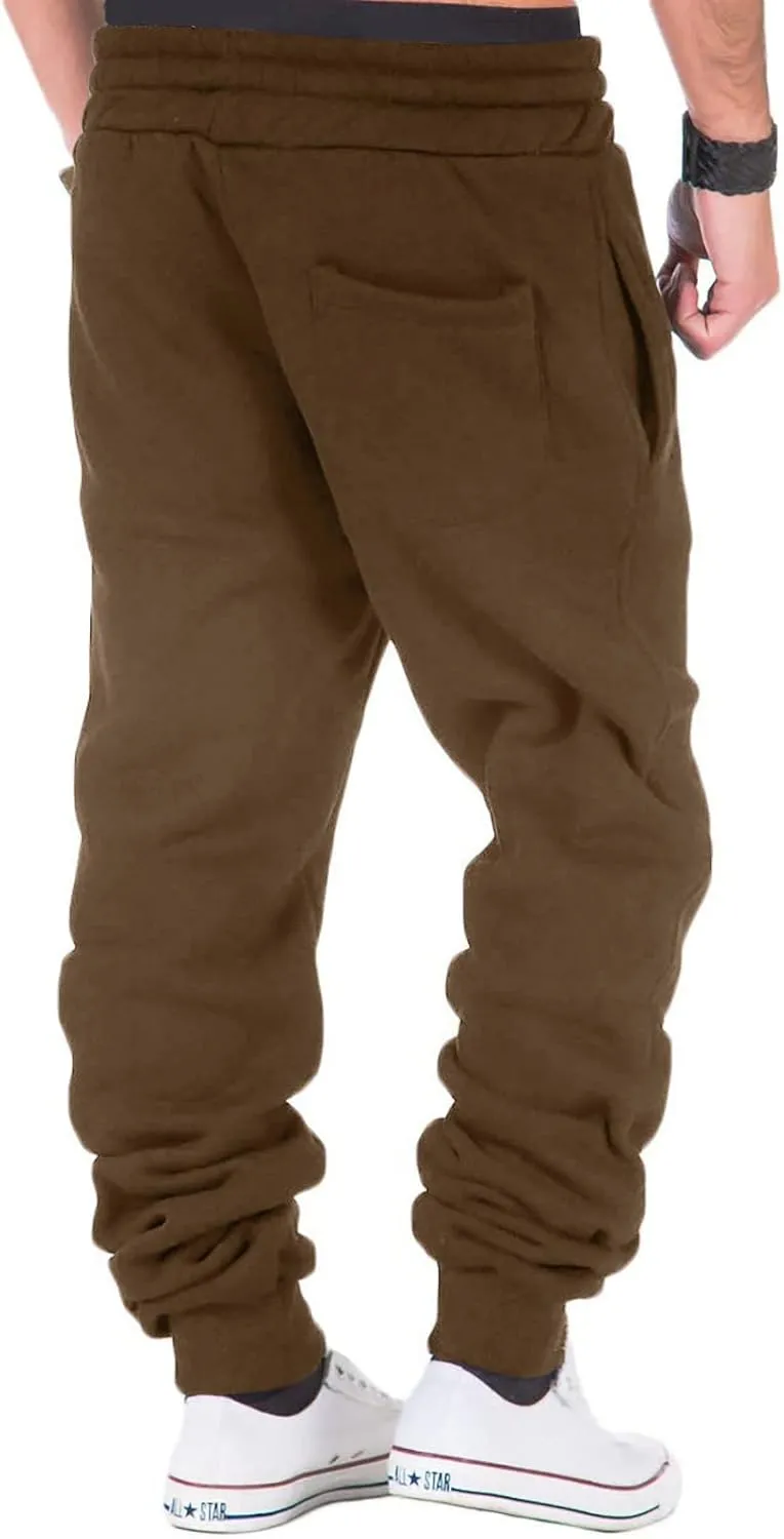 Mens Workout Cargo Sweatpants Fleece Joggers with Pockets Mens Workout Cargo Sweatpants Athletic Pants Open Bottom