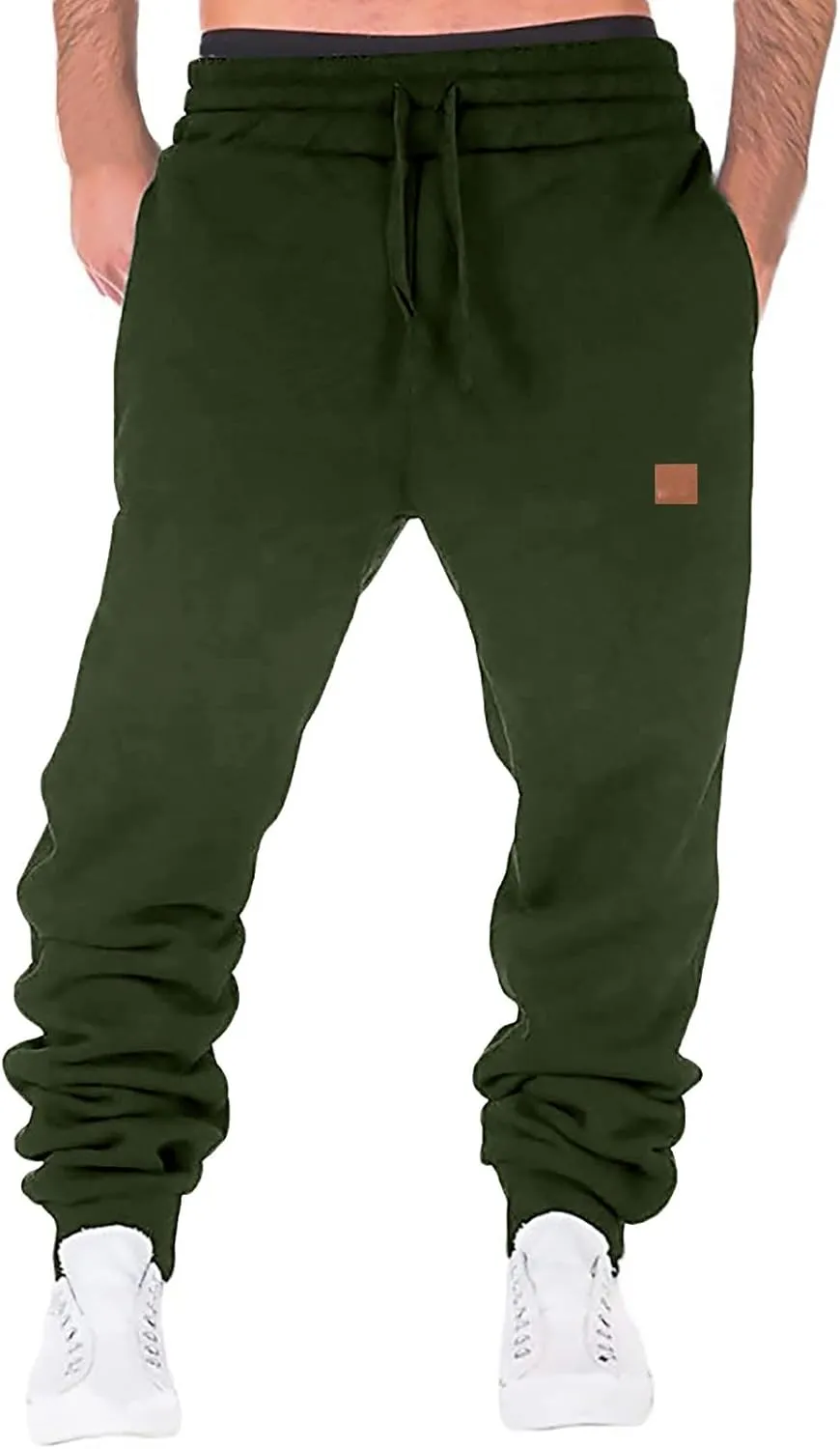 Mens Workout Cargo Sweatpants Fleece Joggers with Pockets Mens Workout Cargo Sweatpants Athletic Pants Open Bottom