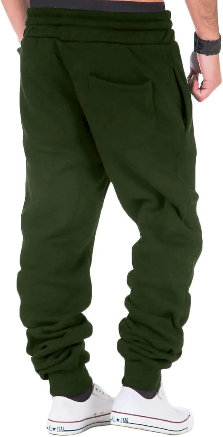 Mens Workout Cargo Sweatpants Fleece Joggers with Pockets Mens Workout Cargo Sweatpants Athletic Pants Open Bottom