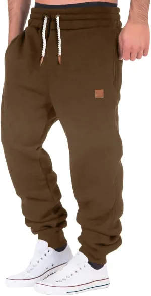 Mens Workout Cargo Sweatpants Fleece Joggers with Pockets Mens Workout Cargo Sweatpants Athletic Pants Open Bottom