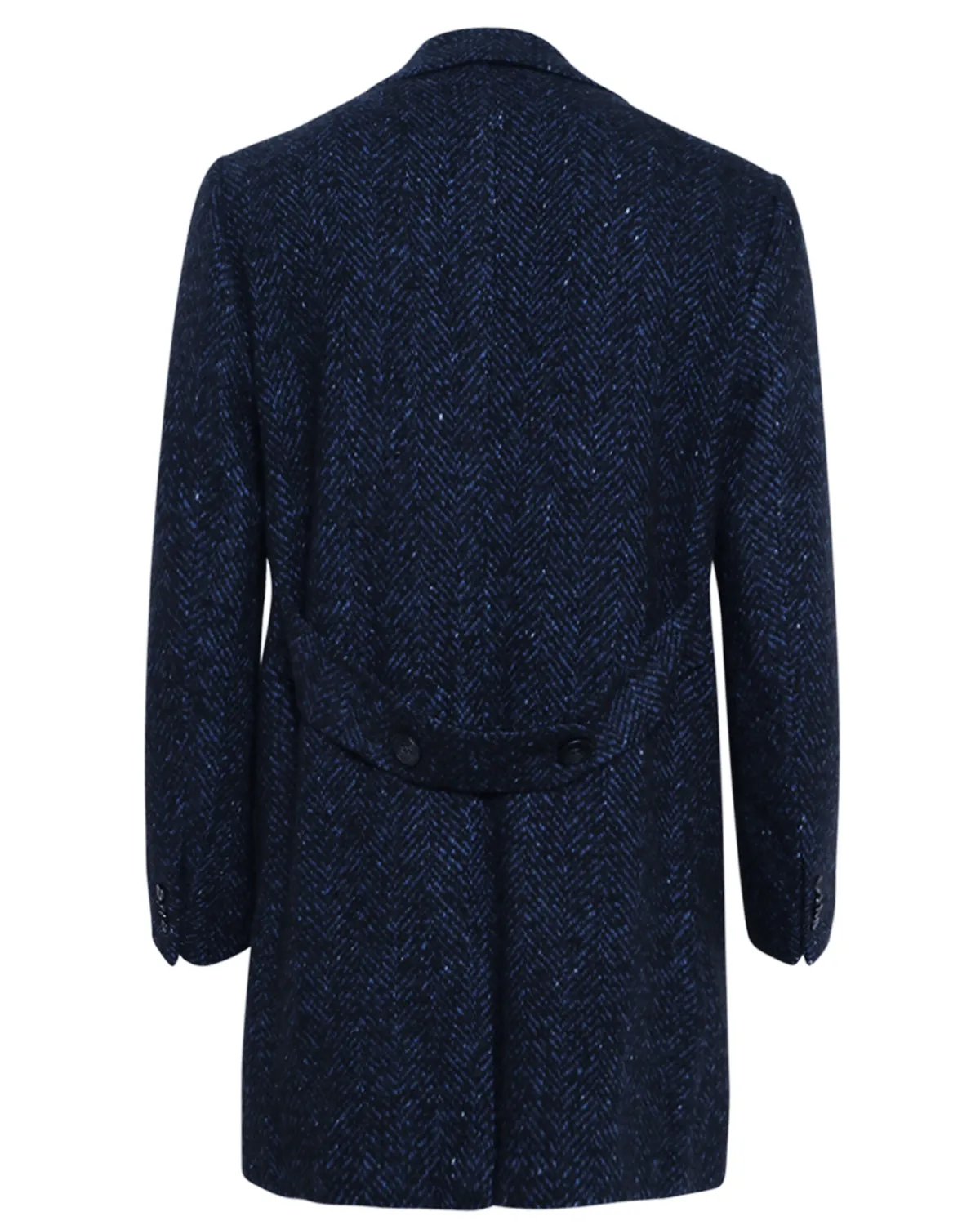 Navy and Blue Chevron Wool Blend Coat