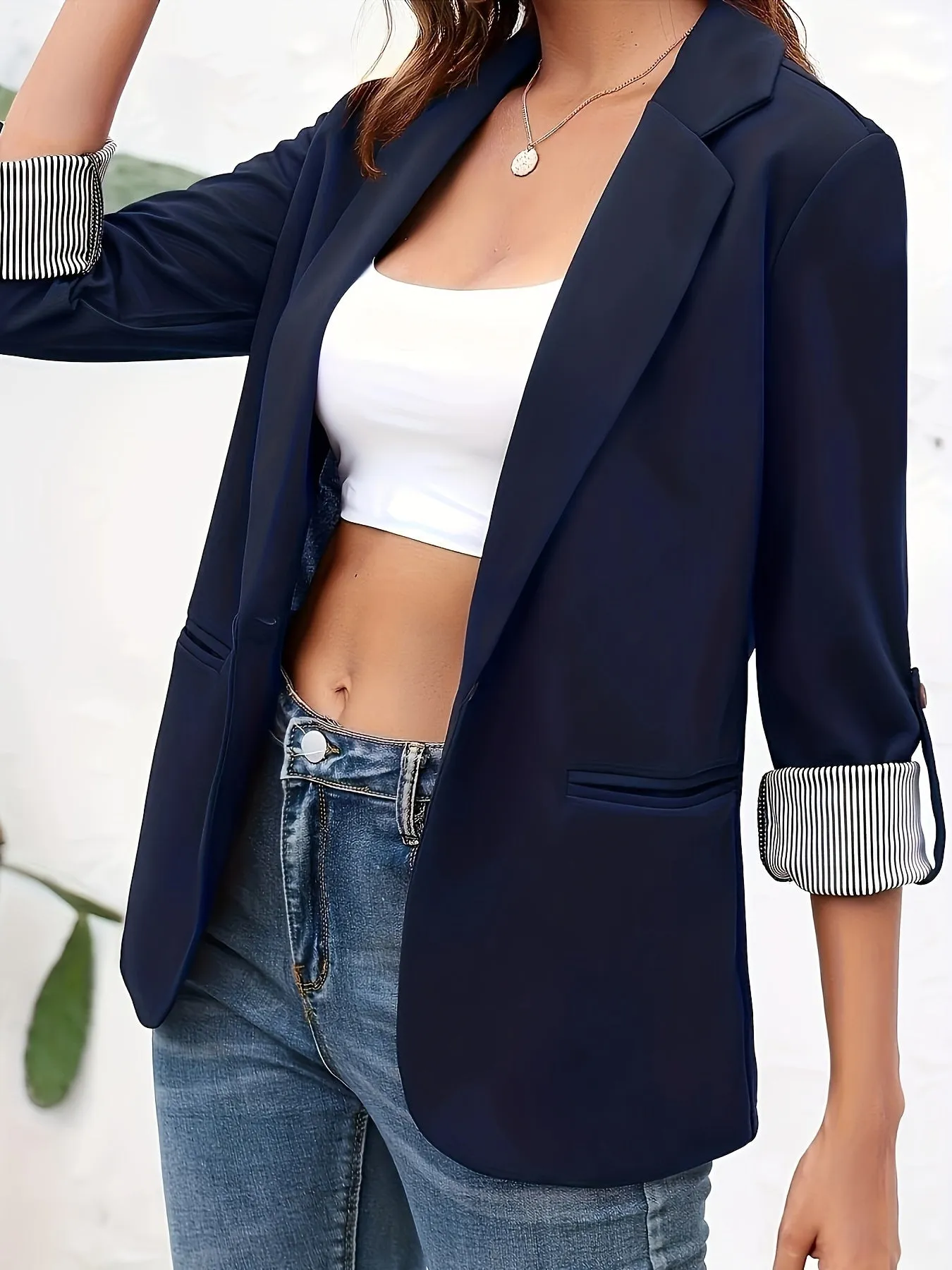 NORELLE | Solid Open Front Blazer