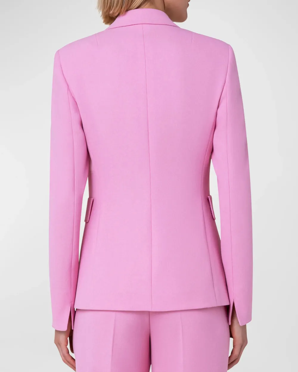 Pink Pebble Crepe Single Button Blazer