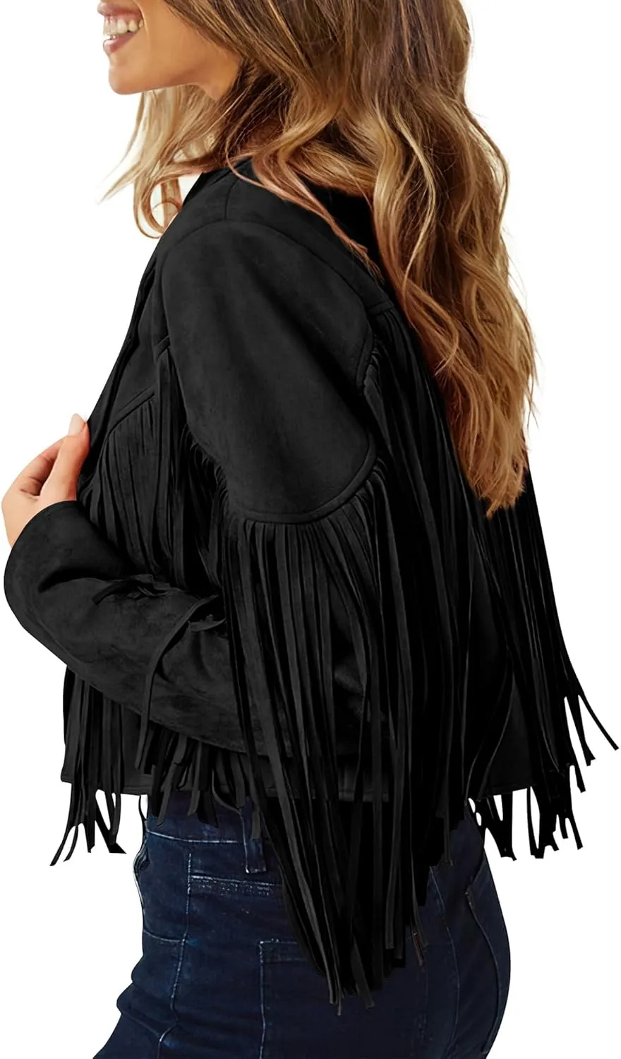 PRETTYGARDEN Women's Faux Suede Leather Jackets Tassel Motorcycle Cropped Coats 2025 Fashion Clothes