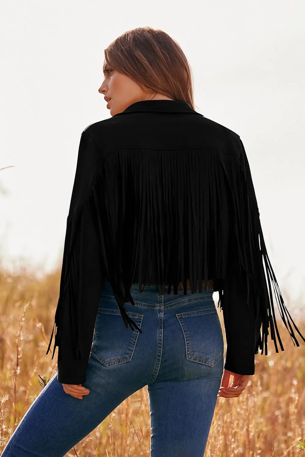 PRETTYGARDEN Women's Faux Suede Leather Jackets Tassel Motorcycle Cropped Coats 2025 Fashion Clothes