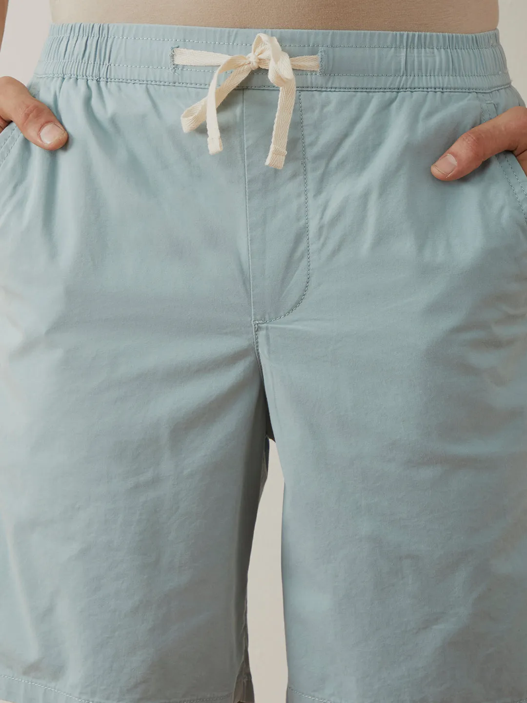 Sky Blue Plain Cotton Shorts