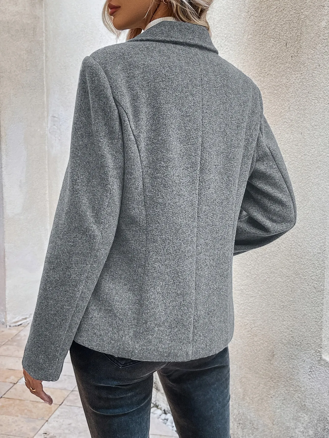 SOVINA | Elegant Solid Color Women's Blazer with Chic Lapel Collar and Button Detail
