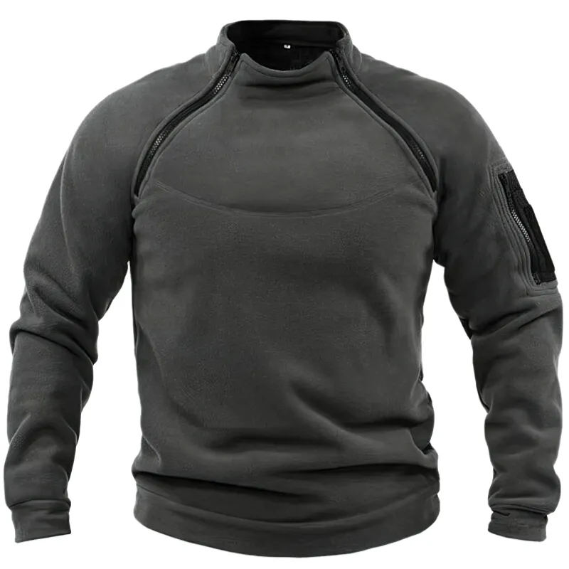 Stylish Men's Hoodie with Stand Collar and Sleeve Pocket - SF1355