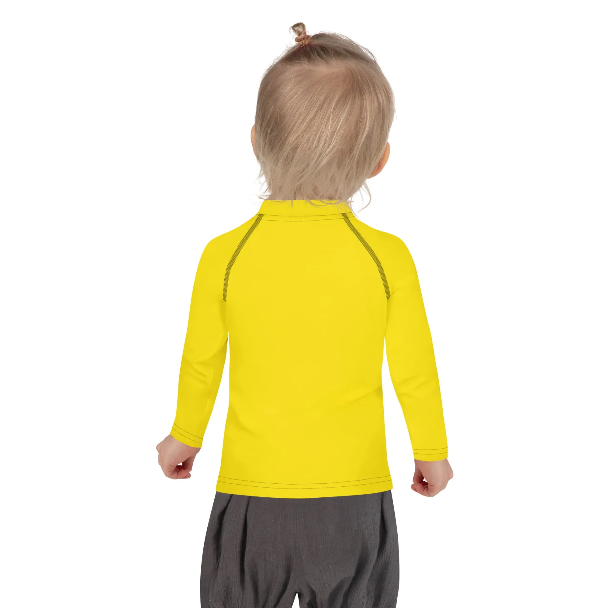Sunshine and Style: Kid's Solid Color Rash Guards for Girls - Golden Sun