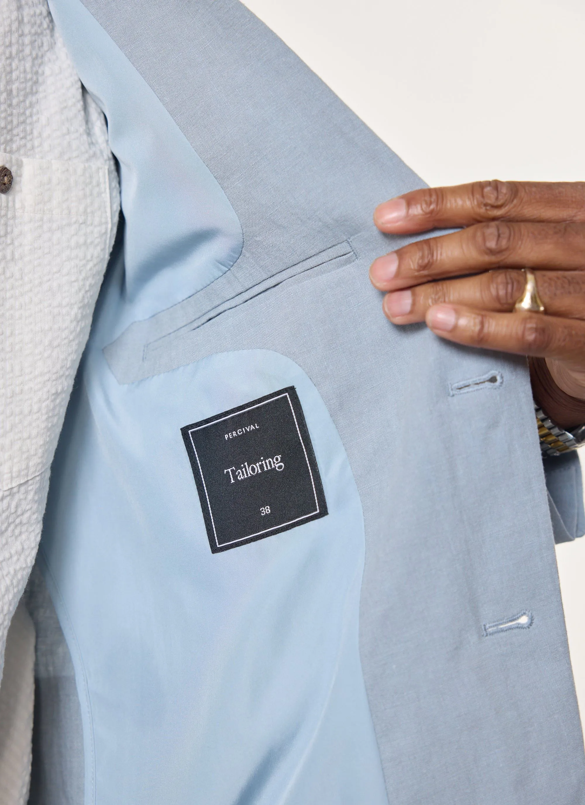 Tailored Linen Blazer | Light Blue