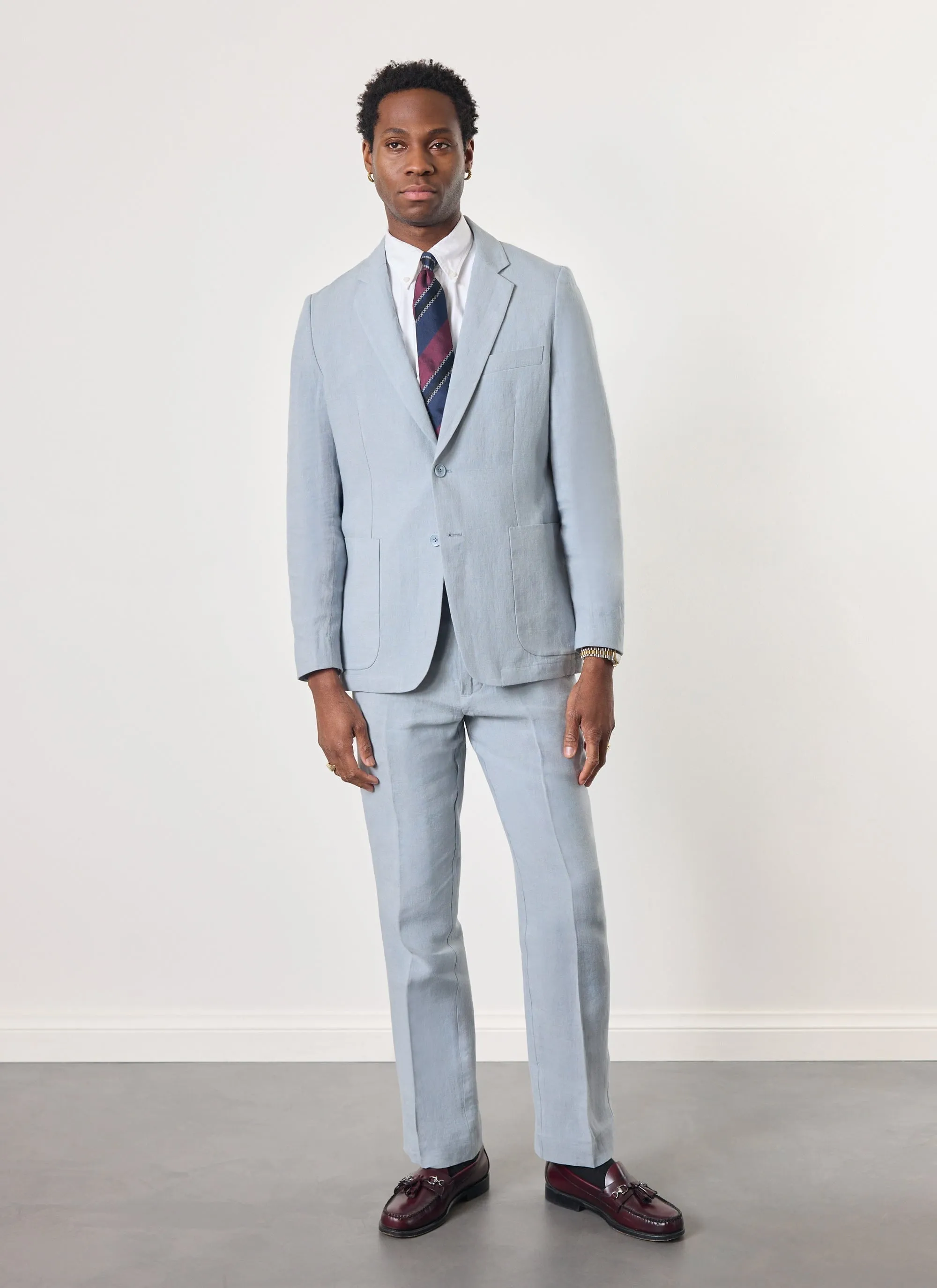 Tailored Linen Blazer | Light Blue