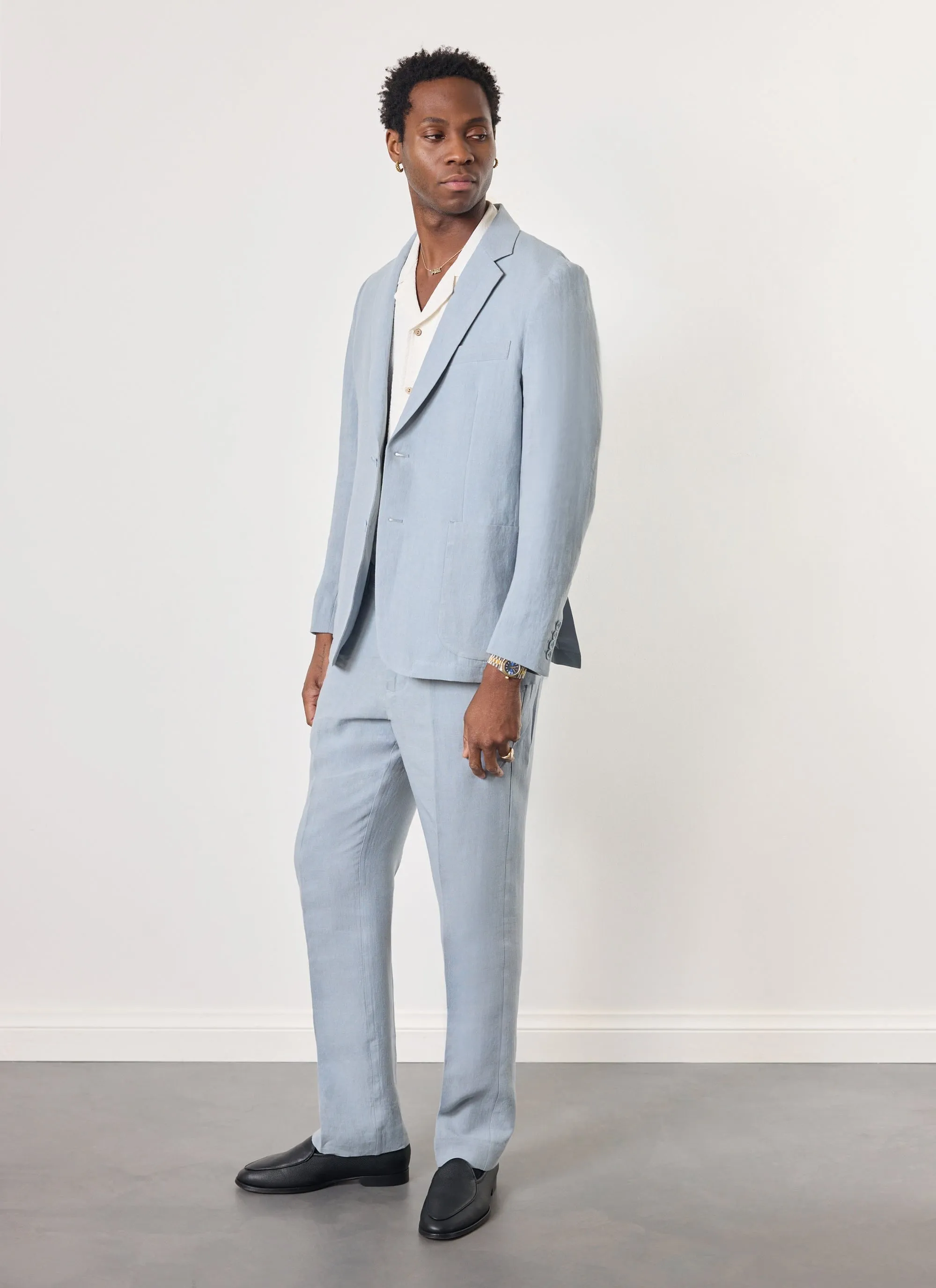 Tailored Linen Blazer | Light Blue