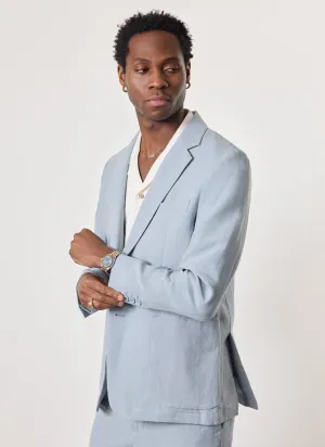 Tailored Linen Blazer | Light Blue