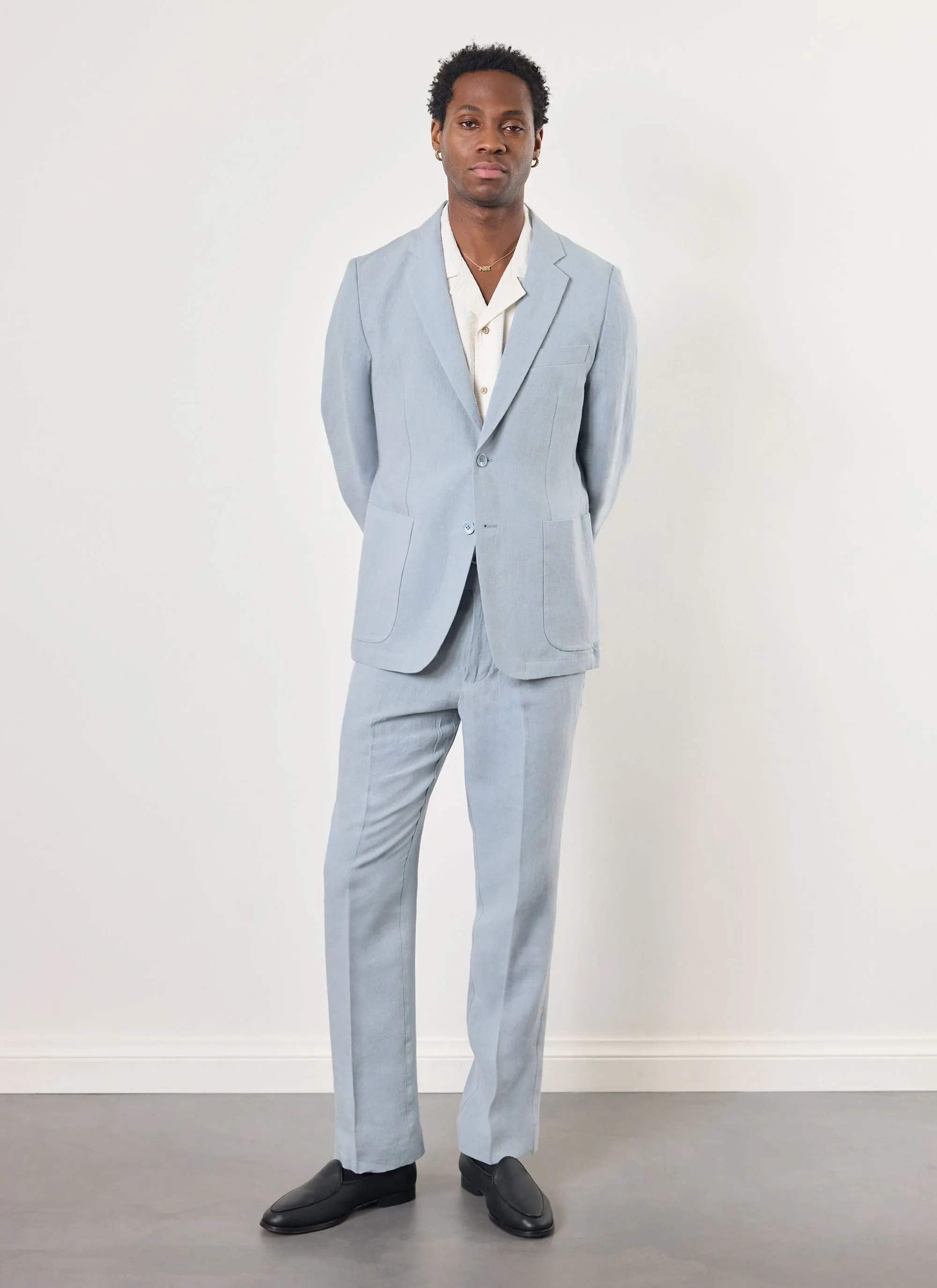 Tailored Linen Blazer | Light Blue