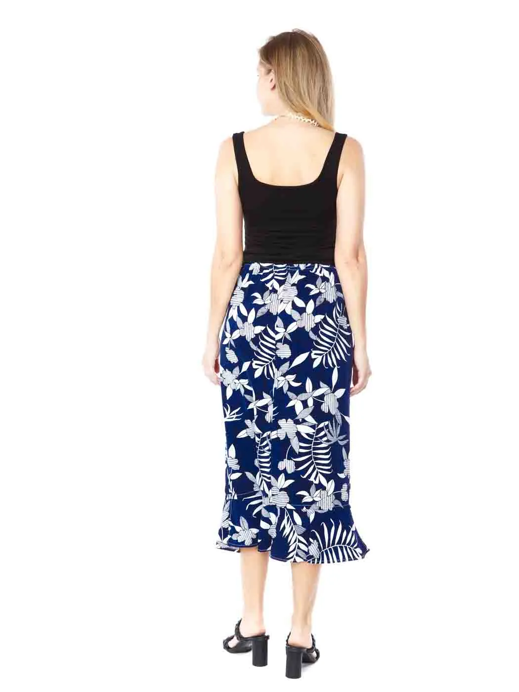Tianello TENCEL™ Print "Indigo Fern"  Tulip Skirt