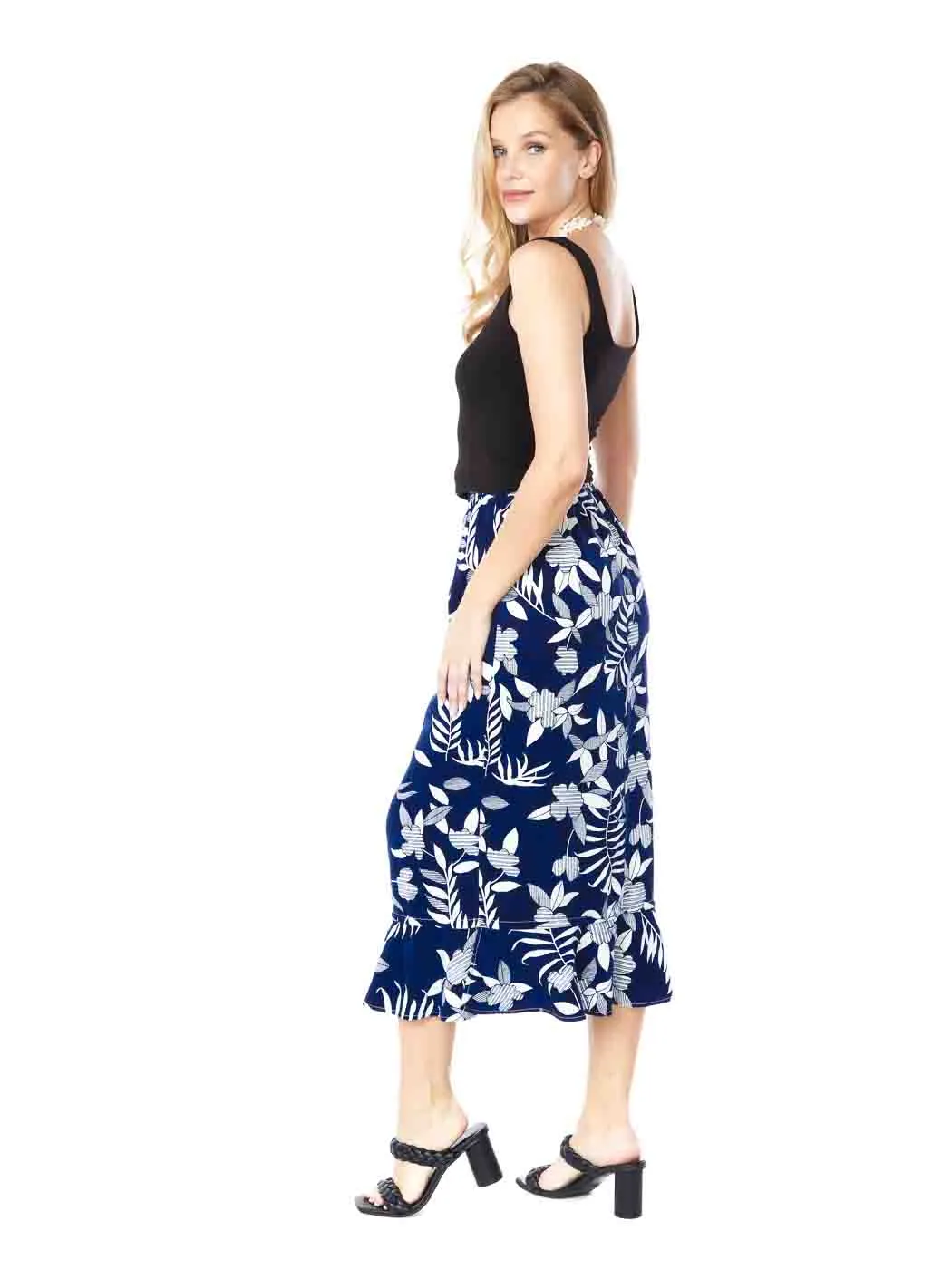 Tianello TENCEL™ Print "Indigo Fern"  Tulip Skirt