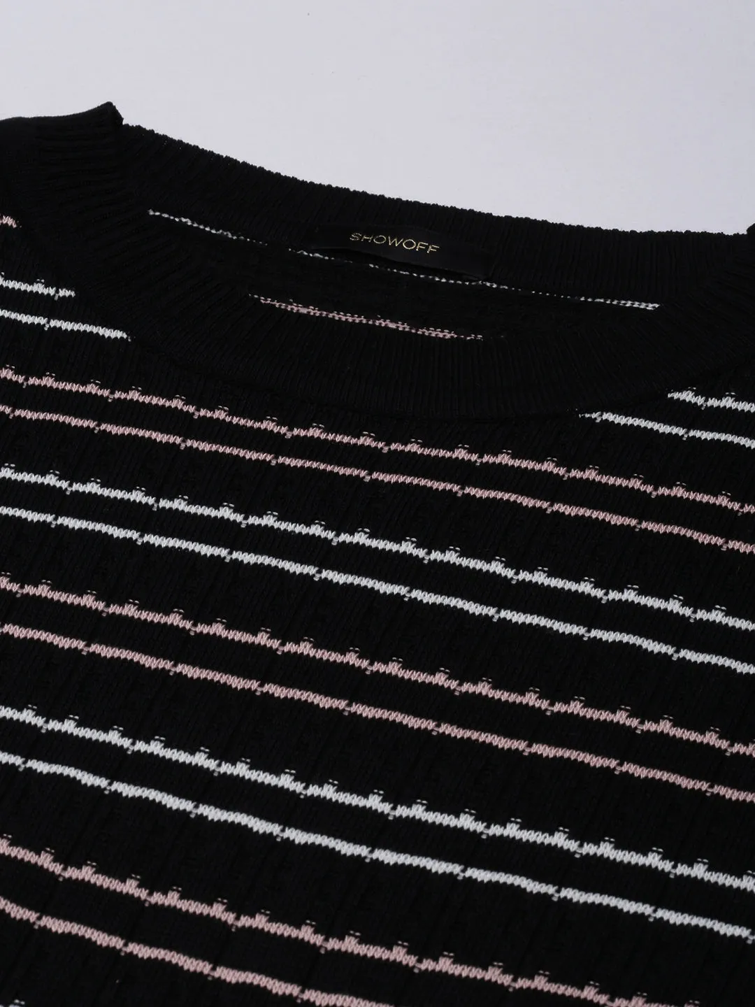 Women Black Horizontal Stripes Top