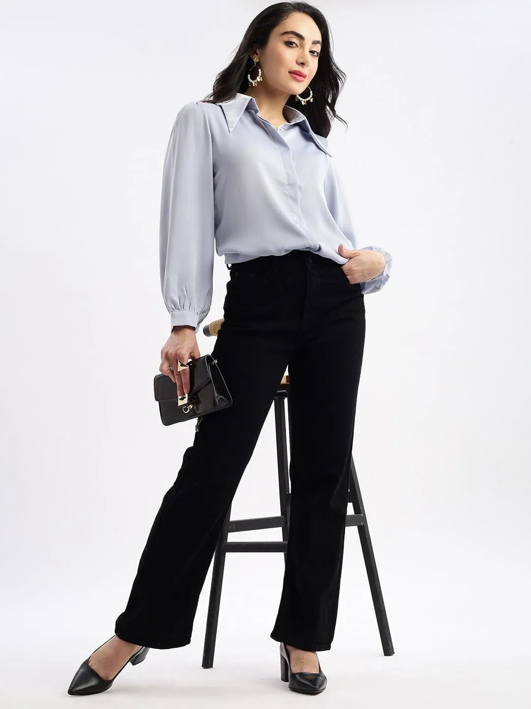 Women Blue Standard Opaque Casual Shirt