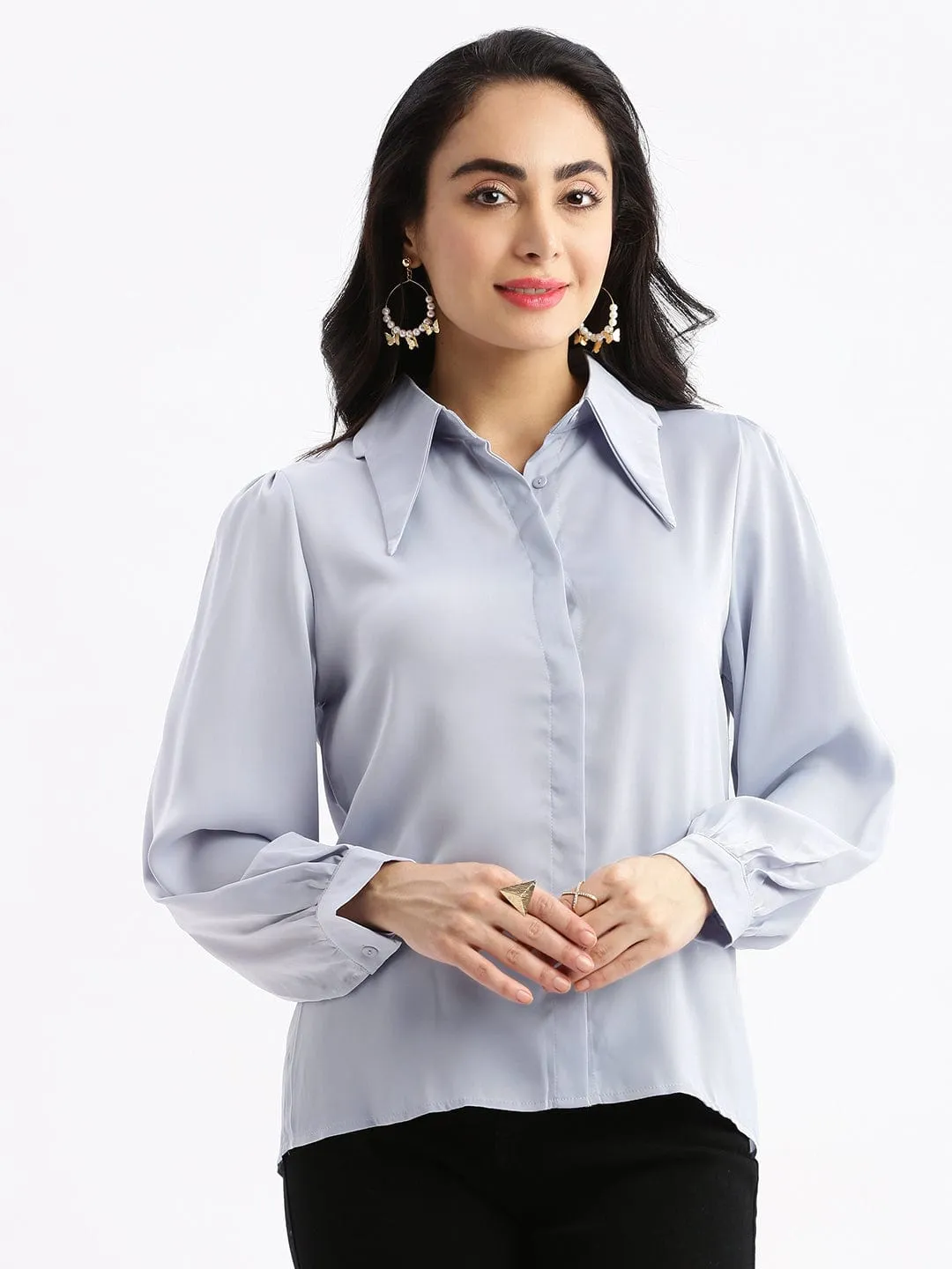 Women Blue Standard Opaque Casual Shirt