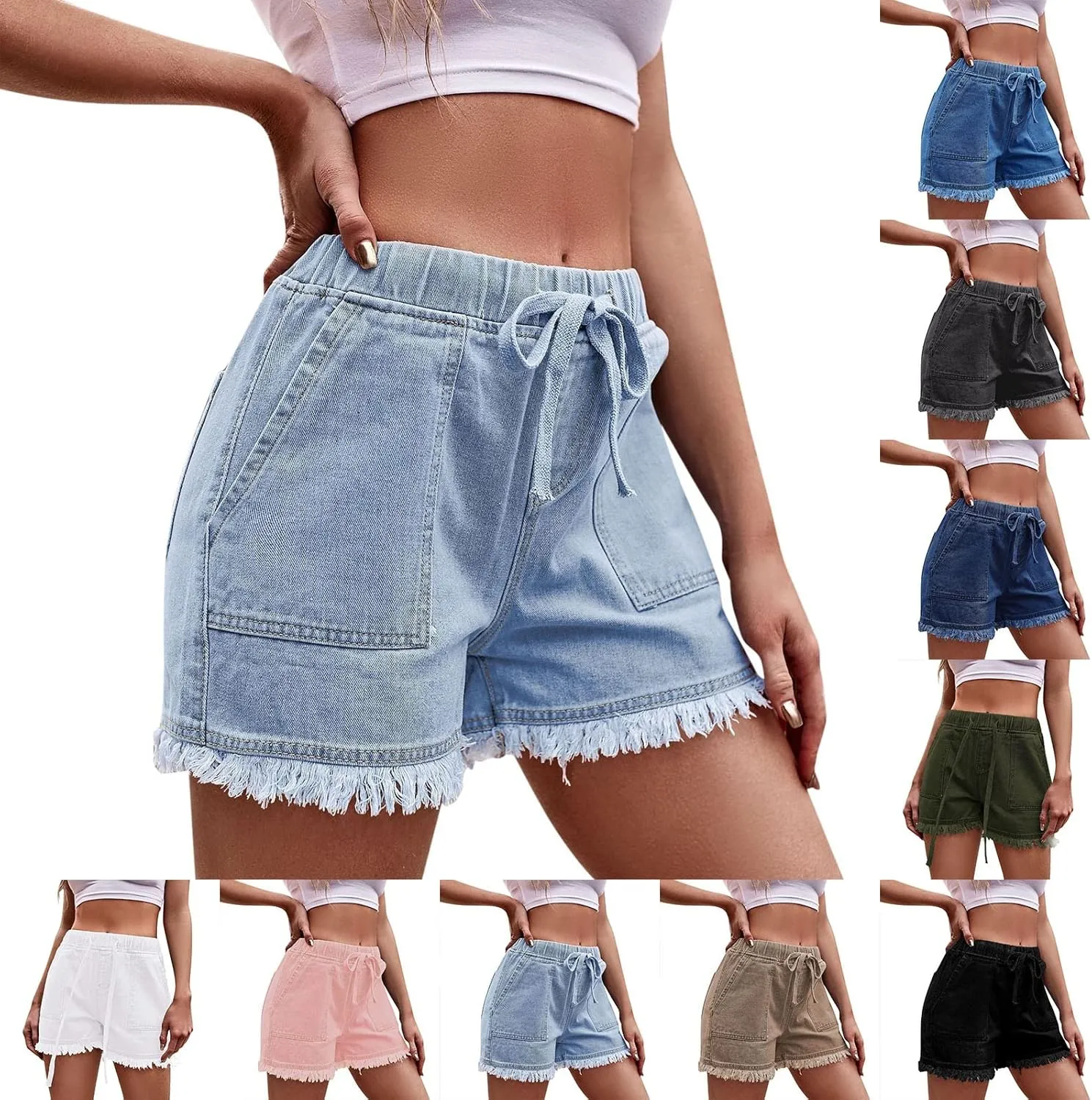 Womens Jean Shorts High Waisted Summer Wide Straight Leg Denim Short Pants Relaxed Fit Shorts Streetwear with Pockets